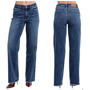 Judy Blue Jeans Women’s 27 Blue Wide Leg Raw Hem LIKE NEW!